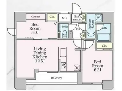 クラリティア文京湯島(2LDK/7階)の間取り写真
