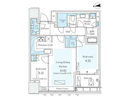 パークコート ザ・三番町ハウス(2LDK/9階)の間取り写真