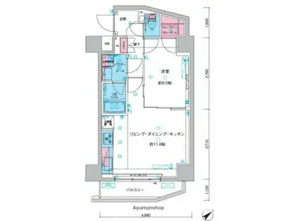 GENOVIA三ノ輪ⅢSKYGARDEN(1LDK/1階)の間取り写真