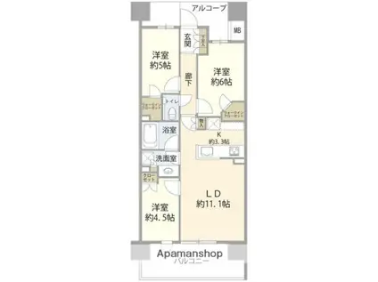イーストゲートスクエア(3LDK/10階)の間取り写真