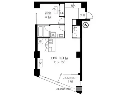 オレア日本橋浜町(1LDK/8階)の間取り写真