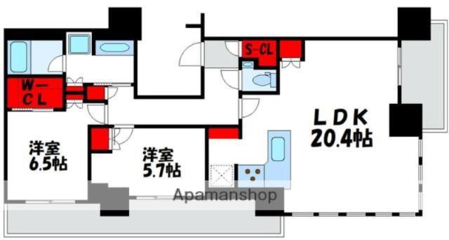 BRILLIA TOWER 浜離宮(2LDK/26階)の間取り写真