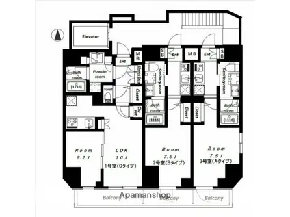 ANIMO KUDAN(1K/14階)の間取り写真