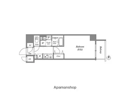 ルネサンスコート錦糸町(1K/4階)の間取り写真