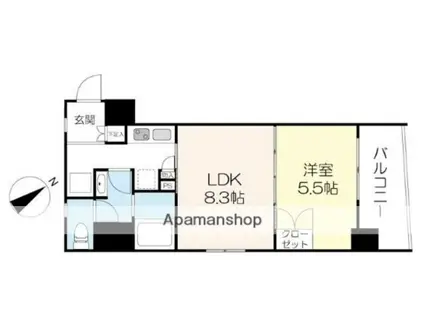 LEGABENE八丁堀(1LDK/3階)の間取り写真