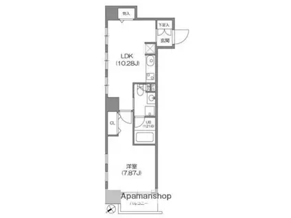 ルクレ新川レジデンス(1LDK/9階)の間取り写真