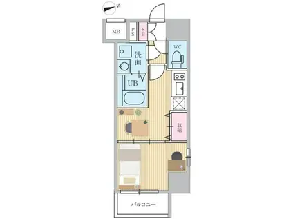 エスティメゾン門前仲町(1DK/8階)の間取り写真