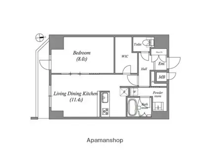 クオリタス浅草橋(1LDK/9階)の間取り写真