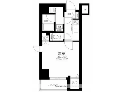 スカイコート清澄庭園(1K/3階)の間取り写真