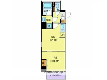 ディアレイシャス南砂町(1DK/2階)の間取り写真