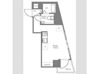 ワコーレアルス日本橋(ワンルーム/6階)の間取り写真