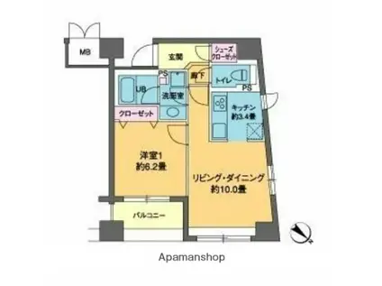 カスタリア茅場町(1LDK/7階)の間取り写真
