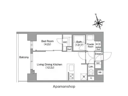 コンフォリア・リヴ八丁堀(1LDK/5階)の間取り写真