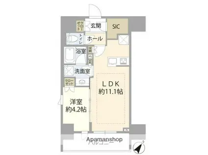 サンウッド東日本橋フラッツ(1LDK/7階)の間取り写真