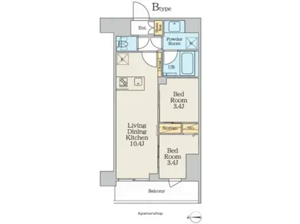 クレストコート本所吾妻橋ノース(2LDK/8階)の間取り写真