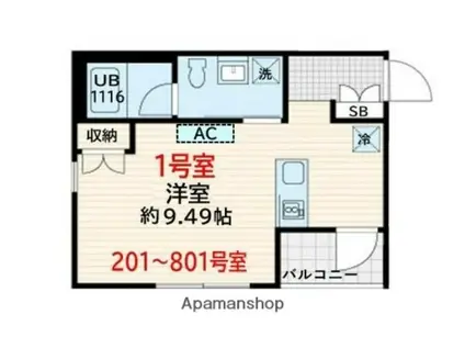 SKULD墨田緑(ワンルーム/6階)の間取り写真