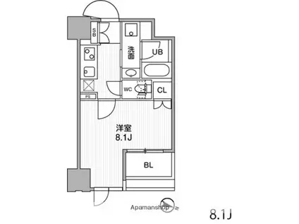 東神田テラスレジデンス(1K/6階)の間取り写真