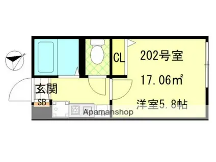 LECOCON平井(1K/2階)の間取り写真
