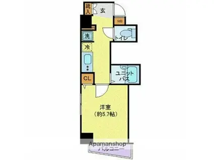 プレール・ドゥーク木場親水公園(1K/2階)の間取り写真