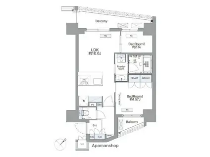 SS.FLAT平井(2LDK/8階)の間取り写真