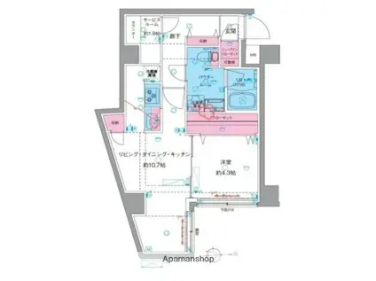 ジェノヴィア東向島4(1SLDK/1階)の間取り写真