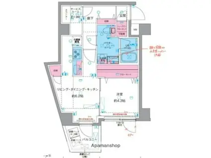 ジェノヴィア東向島4(1SLDK/5階)の間取り写真