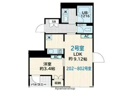 SKULD墨田緑(1LDK/2階)の間取り写真