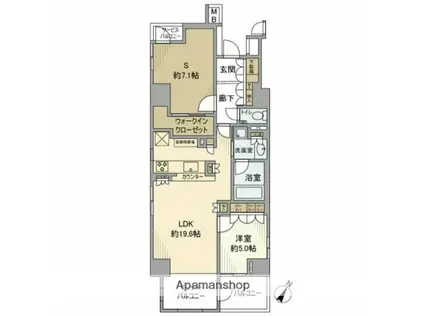 ウィルローズ月島テラス(1SLDK/3階)の間取り写真