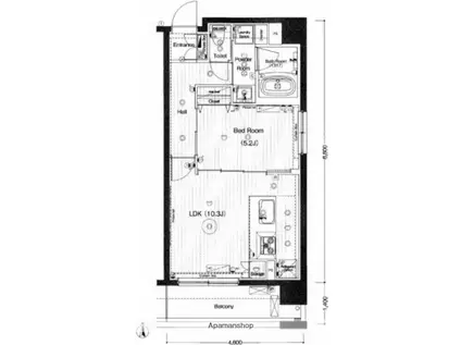 フュージョナル菊川(1LDK/3階)の間取り写真