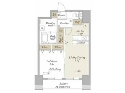 グランディアラフィーネ(1LDK/10階)の間取り写真