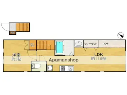 貸アパート 墨田区文花1丁目(1LDK/2階)の間取り写真