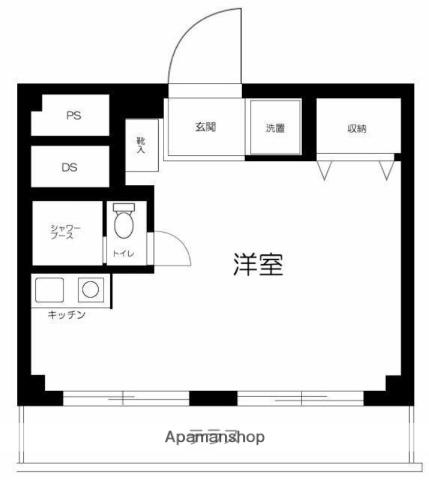 ボーン赤坂(ワンルーム/6階)の間取り写真