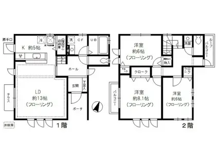 西武鉄道新宿線 上石神井駅 徒歩10分 2階建 築19年(3LDK)の間取り写真