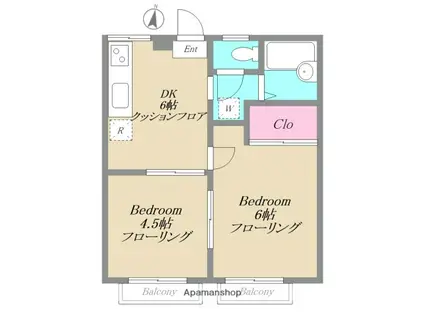 エステートピア追浜(2DK/2階)の間取り写真