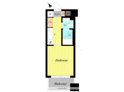 ミディアススカイコート赤坂(1K/4階)の間取り写真