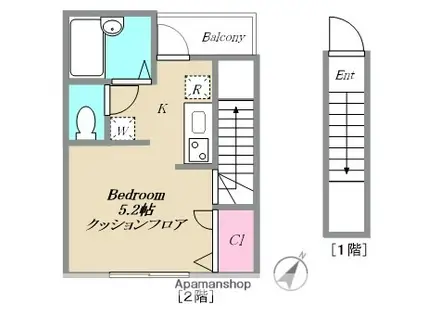 リヴァプール(1K/2階)の間取り写真