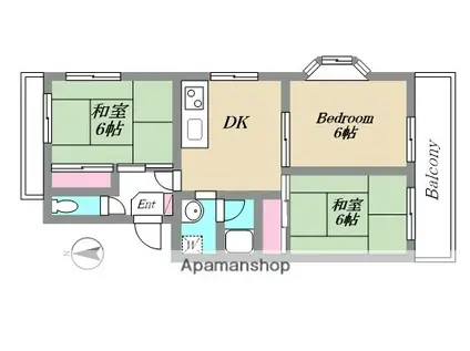 エステート松風台(3DK/4階)の間取り写真