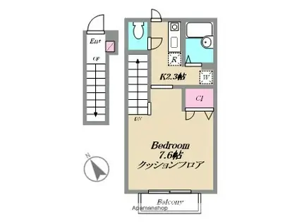 パストラーレ(1K/2階)の間取り写真