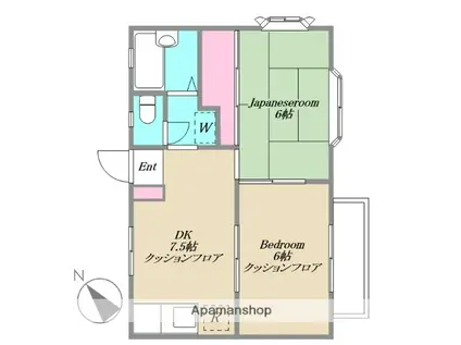 クレストA棟(2DK/1階)の間取り写真