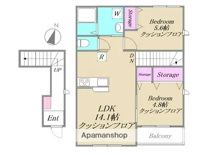 ベル フルール(2LDK/2階)の間取り写真