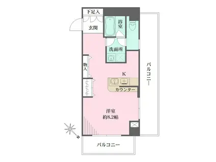 クリーンホームツルオカ(ワンルーム/8階)の間取り写真