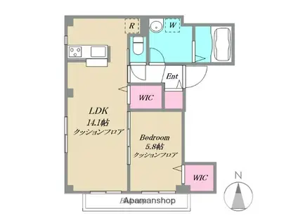 RAVENNA(1LDK/2階)の間取り写真