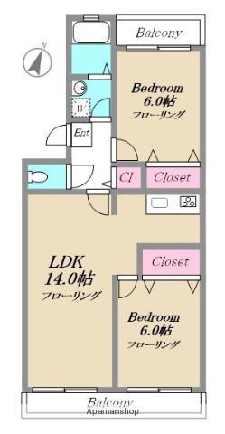 エクセランヴィー(2LDK/3階)の間取り写真
