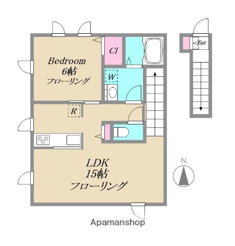 MILLCREEK HIKARI BSIDE(1LDK/2階)の間取り写真