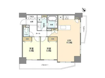 LASANTE五反田(2LDK/8階)の間取り写真