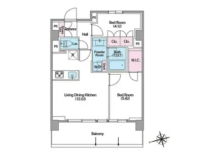 コンフォリア東新宿ステーションフロント(2LDK/11階)の間取り写真