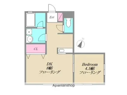 カーサK(1DK/1階)の間取り写真