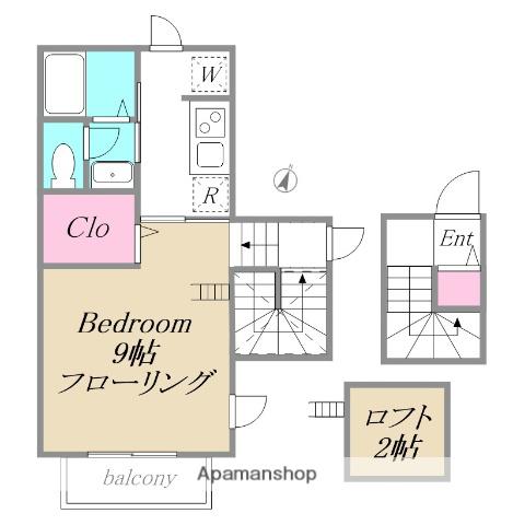 LIEN DEUX(1K/2階)の間取り写真