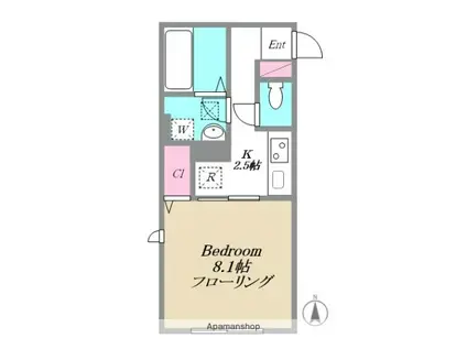 トレーヴォ(1K/1階)の間取り写真