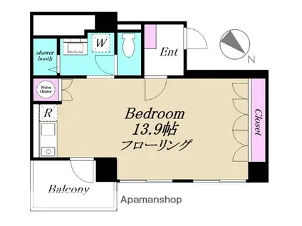 ドルミ第2御苑(ワンルーム/7階)の間取り写真